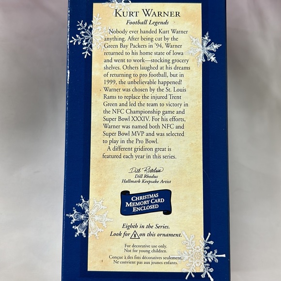 Hallmark Keepsake Ornament Collector’s Series Kurt Warner Football Legends - Picture 5 of 7